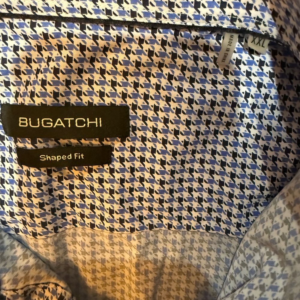 Bugatchi Blue And White Patterned Button Down Shi… - image 3